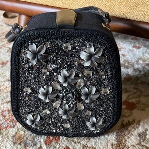 Caron of Houston Elegant Black Floral Embellished Women's Bag